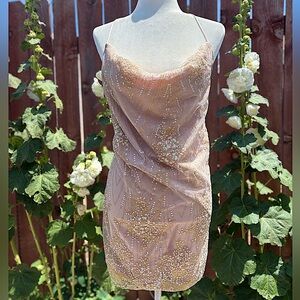 NWT Hello Molly Time Machine Champagne Sparkle Mini Dress Women’s Size Small